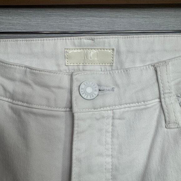 KUT from the cloth Rachael ab high waist raw hem mom jeans optic white size 16 - Picture 5 of 9